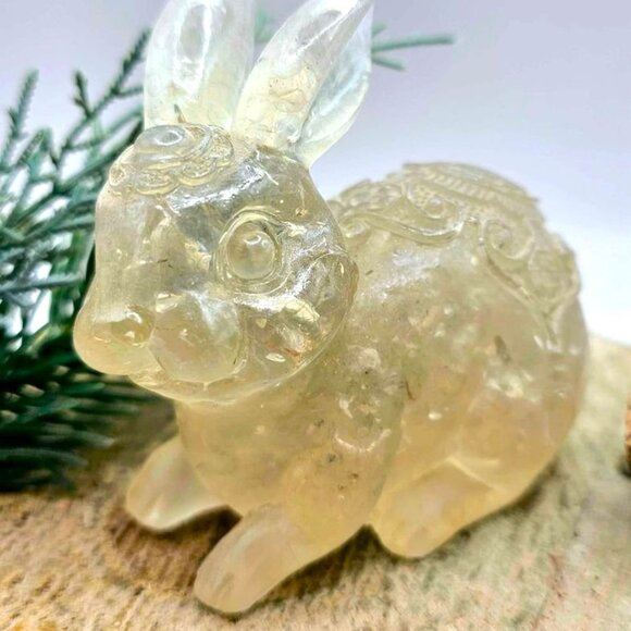 Nature Crystal Chips Resin Blessing Fortune Big Rabbit  Figure - Picture 5 of 10